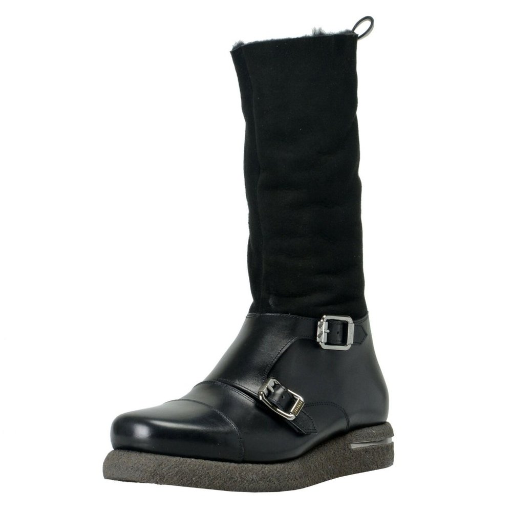 Versace Men's Suede Leather Real Fur Winter Boots
